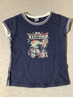 Vintage Navy Rockabilly Graphic Tee for Kids